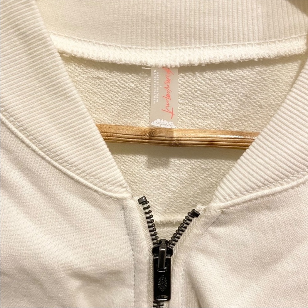 Free People Movement Hot Track Stripe Varsity Jacket Size L in Ivory Combo NWT - Picture 7 of 14